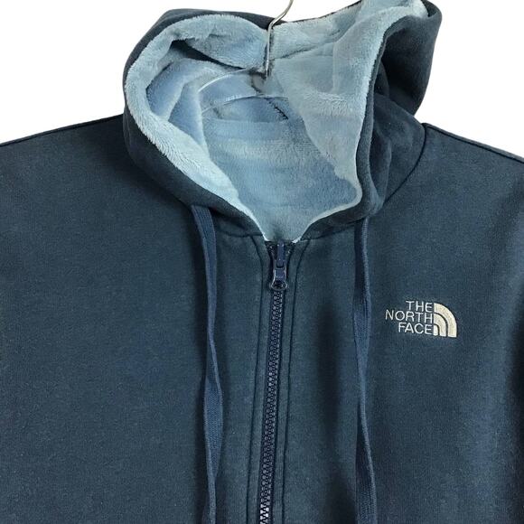 North Face Insulated Heavy Fur Lined Zip Reversible Jacket Coat Shady Blue sz S - Picture 6 of 16